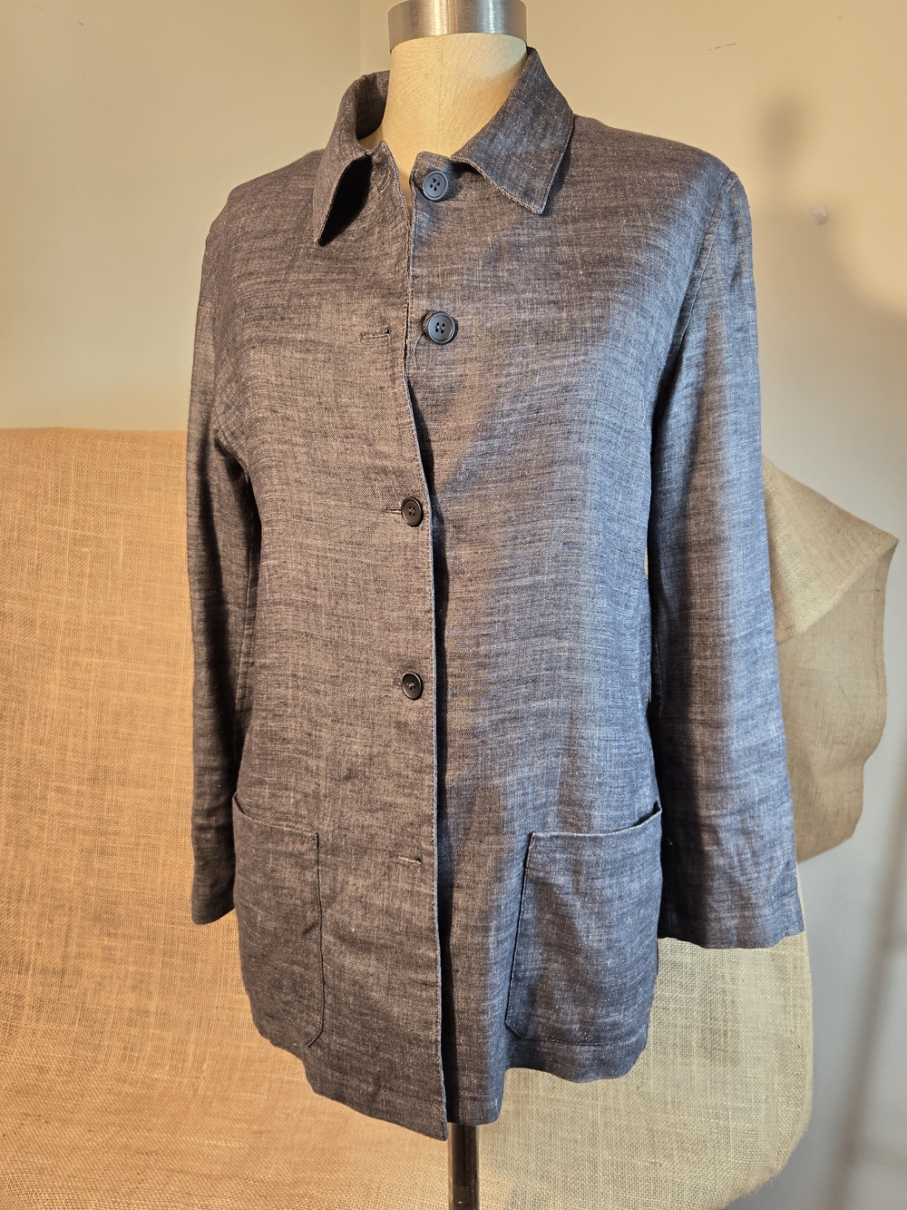 Piazza Sempione Gray Button Front Blazer
